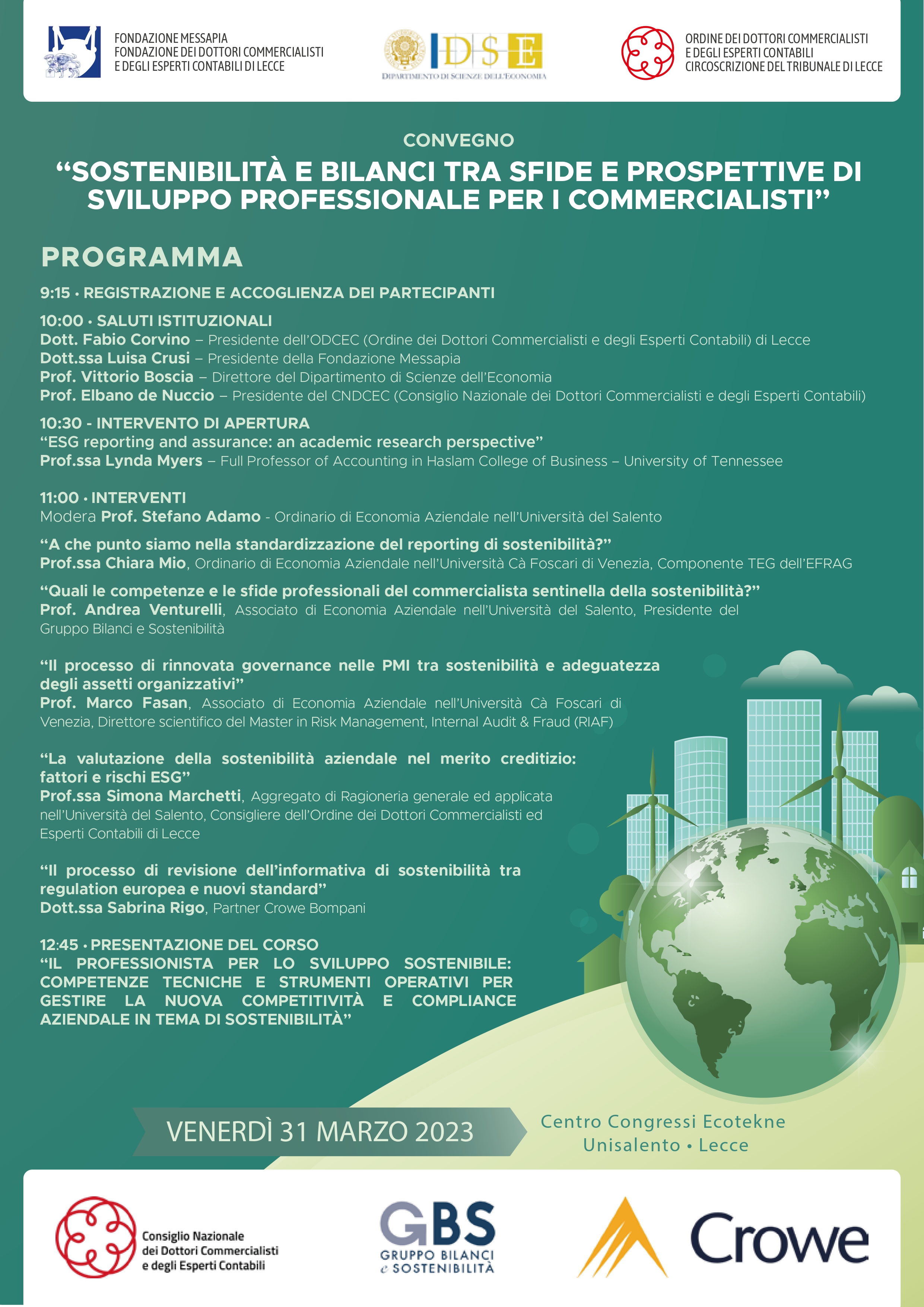 Convegno "Sostenibilità e bilanci tra sfide e prospettive di sviluppo professionale per i commercialisti"